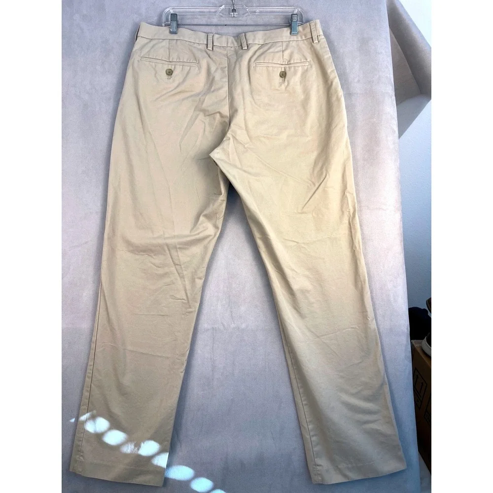 J Crew Tan Khaki Chino Pants Mens 36x32 100% Cotton Flat Front Preppy Modern